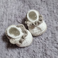 (완제품) 넘넘 귀여운 손뜨개 아기신발/양말/덧신, 그레이, 1개