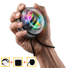 오토매틱 전완근 악력 손목 운동기구 메탈 자이로볼 스트레칭LED, 1개, 블랙LED