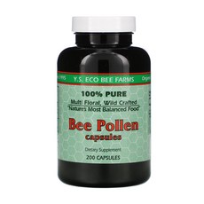 YS Eco Bee Farms YS 에코 벌꿀 농장 꿀벌 꽃가루 비폴렌 벌화분 세포 전립선 원기회복 빈혈 피부 천연 미네랄 비타민 영양제, 1개, 200정