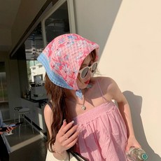 반다나 헤드스카프 헤어스카프 핑크 플라워 1. 1호, J. 10 번 핑크색 블루 플라워, 10 핑크블루 스몰 플라워