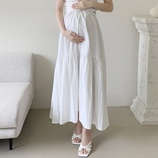 루시드라잇 블루밍 임산부 캉캉 롱 스커트 셔링 리본 밴딩 치마 봄 여름 임부복