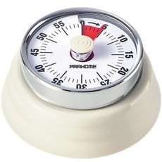 프라홈 레트로 태엽 수동 기계식 주방 쿠킹 타이머, 화이트, 1개