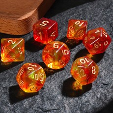 미룬토 다채로운 다용도 다면체 주사위 세트 7P, 옐로우레드, 1개