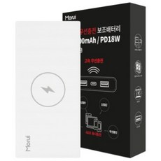 모루이 고속 무선충전 대용량 보조배터리 20000mAh PD 18W, WP201, 화이트