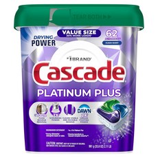 Cascade Platinum Plus Drying Power Dishwasher Detergent Clean Scent 62入, 1個, 961g