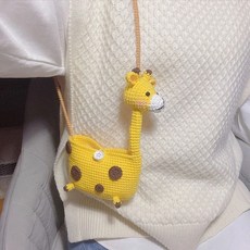 台灣發貨 熱銷 手工編織 diy包包 毛線材料包 冰條線粗毛線 長頸鹿斜挎包 diy鉤針包包 禮物 送女友, 牛奶棉長頸鹿包成人款材料包, 1個