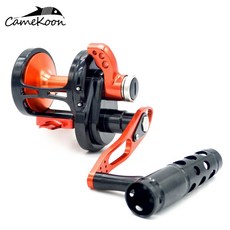 CAMEKOON 鼓式捲線器 30公斤拉力高速比6.1:1全金屬9+2軸深海船釣鐵板, 黑紅T把,TC300-左手, 黑紅T把, TC300-左手