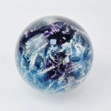 мσσи_нασ ᙏ̤̫͚ 螢石球 6.3cm 羽毛體 星空光 漸層 帶彩虹光, 1個