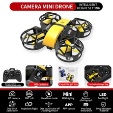 도웰린 D12 드론 원격 조종 항공기 신형 장난감 HD 듀얼 카메라 고정 높이 RC 쿼드콥터 스타터 선물, 04 D12-WF-YELLOW