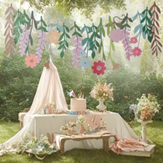 어브레스 파티 가랜드 결혼식 생일 브라이덜 샤워 장식 양면 데코 장식, 1개, 01 플라워가든