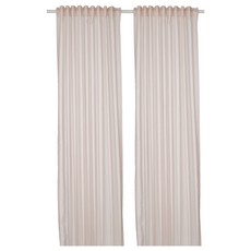 이케아 BYMOTT 뷔모트 커튼한쌍 화이트/베이지 스트라이프 120x250 cm