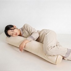 NAREY 안고자는 긴베개 바디필로우 대형 냉감 바디필로우 롱쿠션, 크림색