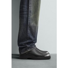 ZARA 자라 남성 레더 슈즈 스니커즈 포멀 메탈 디테일 첼시 부츠 - 블랙 182191