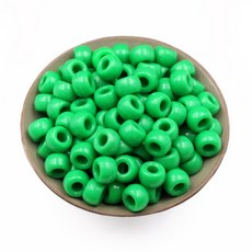 밝은 멀티컬러 원형 아크릴 비즈 지름 9mm 구멍 3.5mm, 그린, 115개