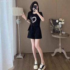 新款夏季小個子時尚運動套裝女寬鬆休閒減齡短袖短褲兩件套潮