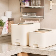 자바스 슬라이드도어 스마트 쌀통 10KG 15KG 방충 방습 밀폐 다목적 용기, 1개, 아이보리