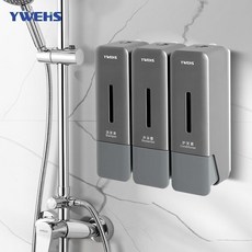 給皂器 給皂機 浴室壁掛式按壓給皂機 洗手乳架 酒店賓館洗髮水沐浴乳盒 家用洗手液盒, 301C銀色【250ml*3】三格, 1個