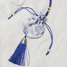 반야연 전통 미니 복주머니 기념품 답례품 포장 비단 파우치 외국인선물, 대나무블루