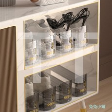鞋子收納神器省空間透明鞋盒，鞋櫃分層收納盒，雙層放鞋託架，可折疊鞋架，多功能收納整理，打造整潔居家空間, 透明色,27.2*10*12cm, 1個, 透明色