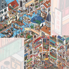 [두 도시 두 개의 리듬] 숏컷 미니월드 17.0 3D 집 꾸미기 스티커 빅사이즈 2종세트(핀셋포함), 혼합, 1세트