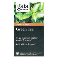 Gaia Herbs 가이아허브 그린티 60 리퀴드 피토캡 건강관리 영양제, 1개, 60정