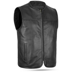 Leatherick 남성용 천연 소가죽 오토바이 조끼 - 편안함을 위한 전면 지퍼 클로저가 있는 클래식 바이커 조끼 미국 알파 미디엄 레귤러 레귤러 414654, 3X-라지