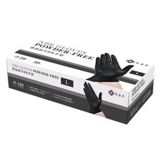 棠品居NBR手套，耐磨防油洗碗手套，舒適透氣家務手套, 黑, 大(L), 100個