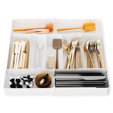 마이셀픽 길이조절 수저 정리함, 1개, 화이트