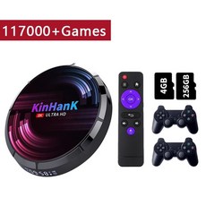 sspspdc 117000 게임용 레트로 게임 콘솔 슈퍼 콘솔 x 최대 와이파이 미니 tv 비디오 게임 박스 지원 무선 컨트롤러, 협력사, 최대-256g-706w-2 b, 1개