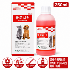 클로시딘 250ml(+100ml 투약병) 알파헥시딘 강아지 고양이 소독약 링웜 턱드름, 1세트