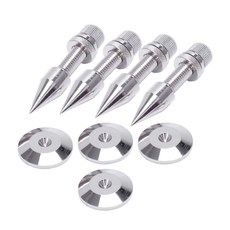 4 개의 PCS 스피커 스파이크 격리 스파이크 스탠드 발 히파이 스피커 충격 방지 콘베이스 패드, Silver, 은