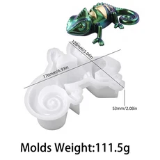 17cm 3D 카멜레온 도마뱀 실리콘 금형 DIY 수제 파충류 홈 인테리어 탁상 장식 UV 에폭시, 01 mold