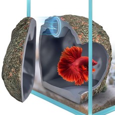 BaoZqua 3세대 자석 수족관 동굴 강력한 자석이 있는 현실적인 바위 어항 장식 베타 시클리드 및 새우를 위한 레진 플레코 은신처 작은 물고기와 파충류를 쉽게 볼 수, BaoZqua 3세대 자석 수족관 동굴, 강력한 자석이