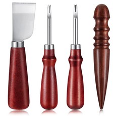 4개 가죽 나이프 세트 엣지 베벨러 스키빙 커팅 공예 장치 버너 손잡이 도구 DIY 공예용, 1개