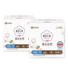 좋은느낌 NEW 좋은순면 생리대, 대형, 16개입, 2개