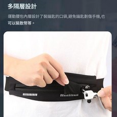 馬拉松跑步運動腰包 隱形手機袋 防水彈力 多隔層設計, 深藍7寸以內手機通用 均碼, 1個