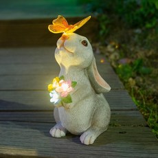 太陽能兔子捧花蝴蝶燈 庭院燈 室外園林裝飾, 太阳能兔子捧花蝴蝶灯