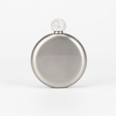304不銹鋼酒壺 鑽蓋, 1個, 銀色 閃光漆 鑽蓋,5oz 150ml 鑽蓋, 酒壺,閃光漆 鑽蓋