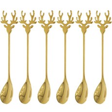 골드 엘크 모양 스푼 스테인리스 스틸 미니 커피 스푼 디저트 티스푼 크리스마스용 작은 수프, 골드 엘크 모양 스푼 , 스테인리스 스틸 미니 커피 스