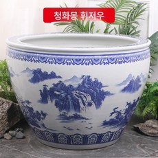 특대형 도자기 금붕어 연꽃 수생 수조 정원, 40x40x28cm 지름 40cm높이 28cm, 1개, 중공 청화몽 휘저우