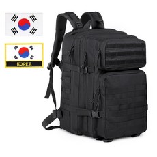 대용량 45L 등산백팩 밀리터리 가방 태극기 패치 2종 증정, 블랙