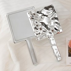 사각형 휴대용 화장 거울 손잡이가 있는 액체 모양 화장대 손거울 스파 살롱 속눈썹 연장을 위한 소형 거울, 1개