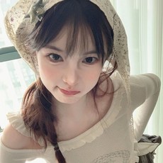 韓版時尚碎花蕾絲鏤空三角巾女頭巾發帶