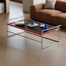 현대적인 스테인리스 원목 거실 테이블 - 높이 조절 가능한 소파 커피 테이블, 블랙