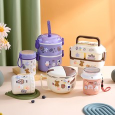 INS 日式塑料湯杯 帶提手密封早餐杯, 1個, 隨機3D貼紙【3個立體貼+2張平面貼爲一,380ml