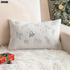 仿兔毛毛絨抱枕套聖誕樹刺繡客廳沙發靠枕靠墊聖誕節氛圍感裝飾, 燙銀禮物盒