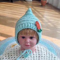 (완제품)손뜨개 아기보넷, 파랑, 1개