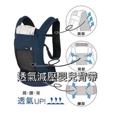 Combi透氣減壓嬰兒背帶，肩腰背透氣設計，多種揹負方式，舒適親膚, 藍色