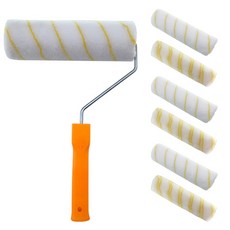 휴대용 벽 페인트 브러시 9인치 폼 롤러 브러시 옐로우 스트라이프 페인트 롤러