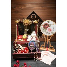 公主的夢中婚禮 拜媽祖臨水夫人王母娘娘九天玄女註生娘娘土地婆妙應仙妃仙女神明胭脂水粉精緻拜拜用品聖誕敬獻還願擺宴, 1個, A.內容物不含盒（含扇架）